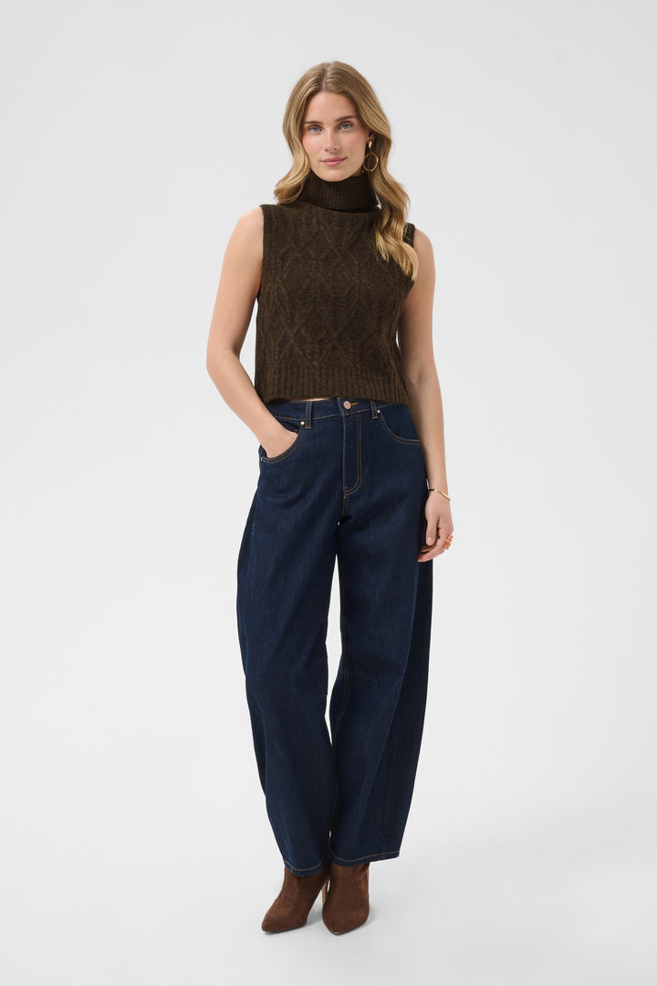 Cream Clothing CRElsie java brown jumper, front model full length view