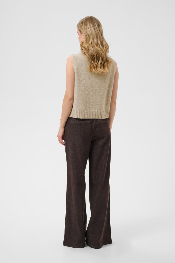 Cream CRElsie Light Brown Lentil Melange Jumper, back model full length