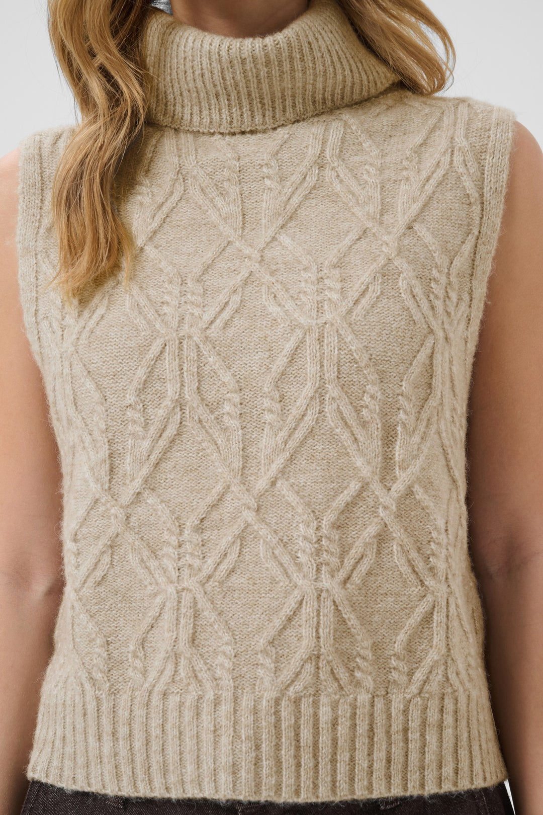 Cream CRElsie Light Brown Lentil Melange Jumper, front model detail