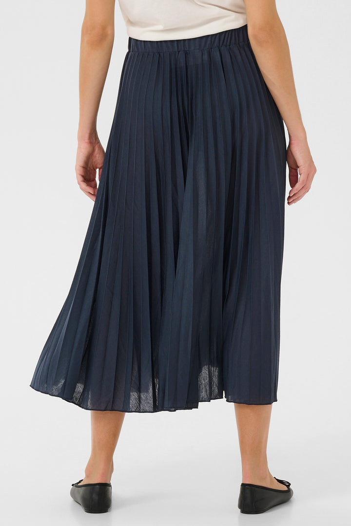 Cream Clothing CRFolo Navy Plissé Midi Skirt 10613416 194024 - Experience Boutique