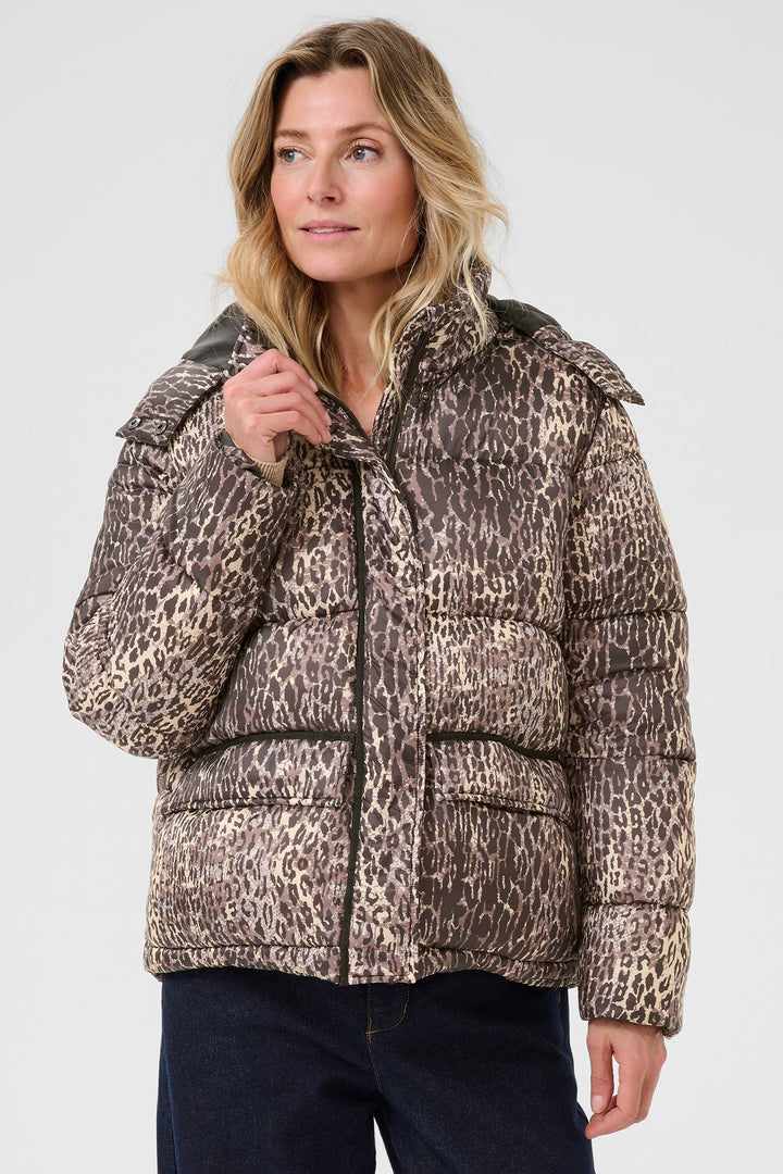 Cream Clothing CRGaiagro Licorice Leopard Print Padded Jacket 10614122 107810
