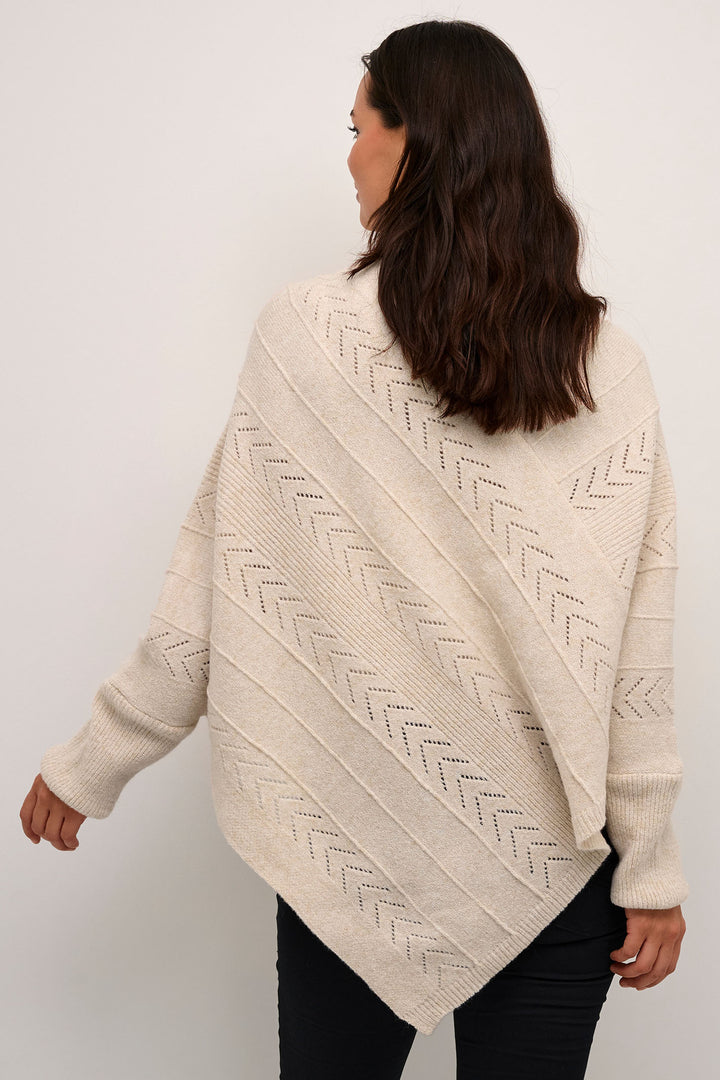 Cream Clothing CRHoliday Oat Beige Knitted Poncho - Experience Boutique