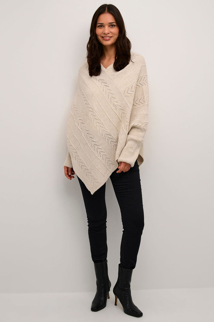 Cream Clothing CRHoliday Oat Beige Knitted Poncho - Experience Boutique