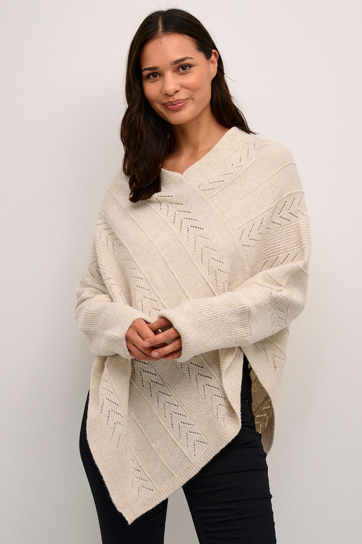 Cream Clothing CRHoliday Oat Beige Knitted Poncho - Experience Boutique