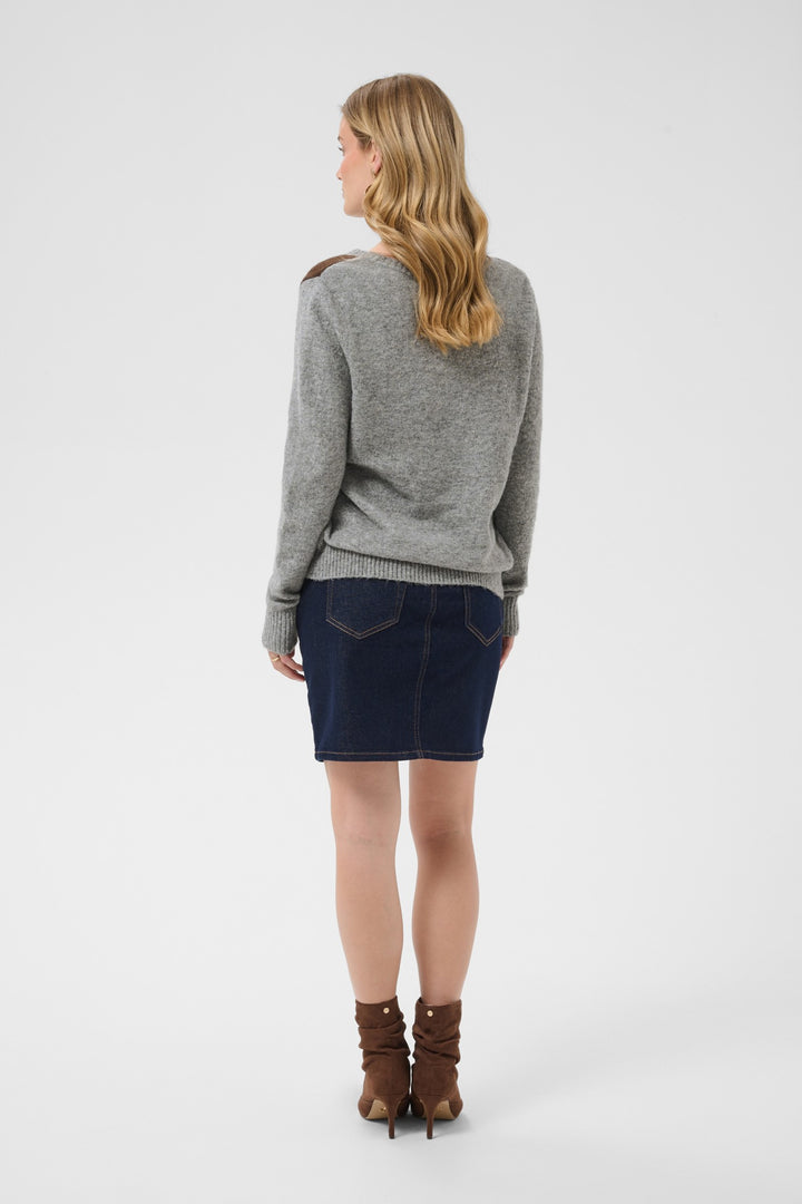 Cream CRHope Grey Melange Jumper, back model full length