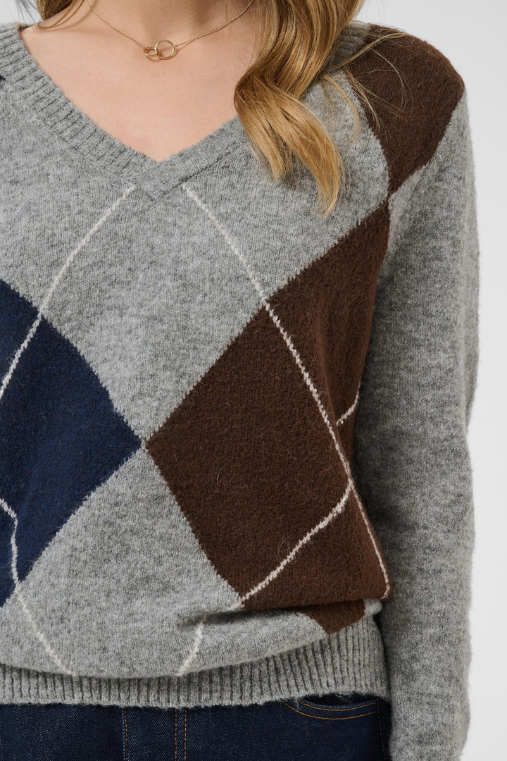Cream CRHope Grey Melange Jumper, front model detail