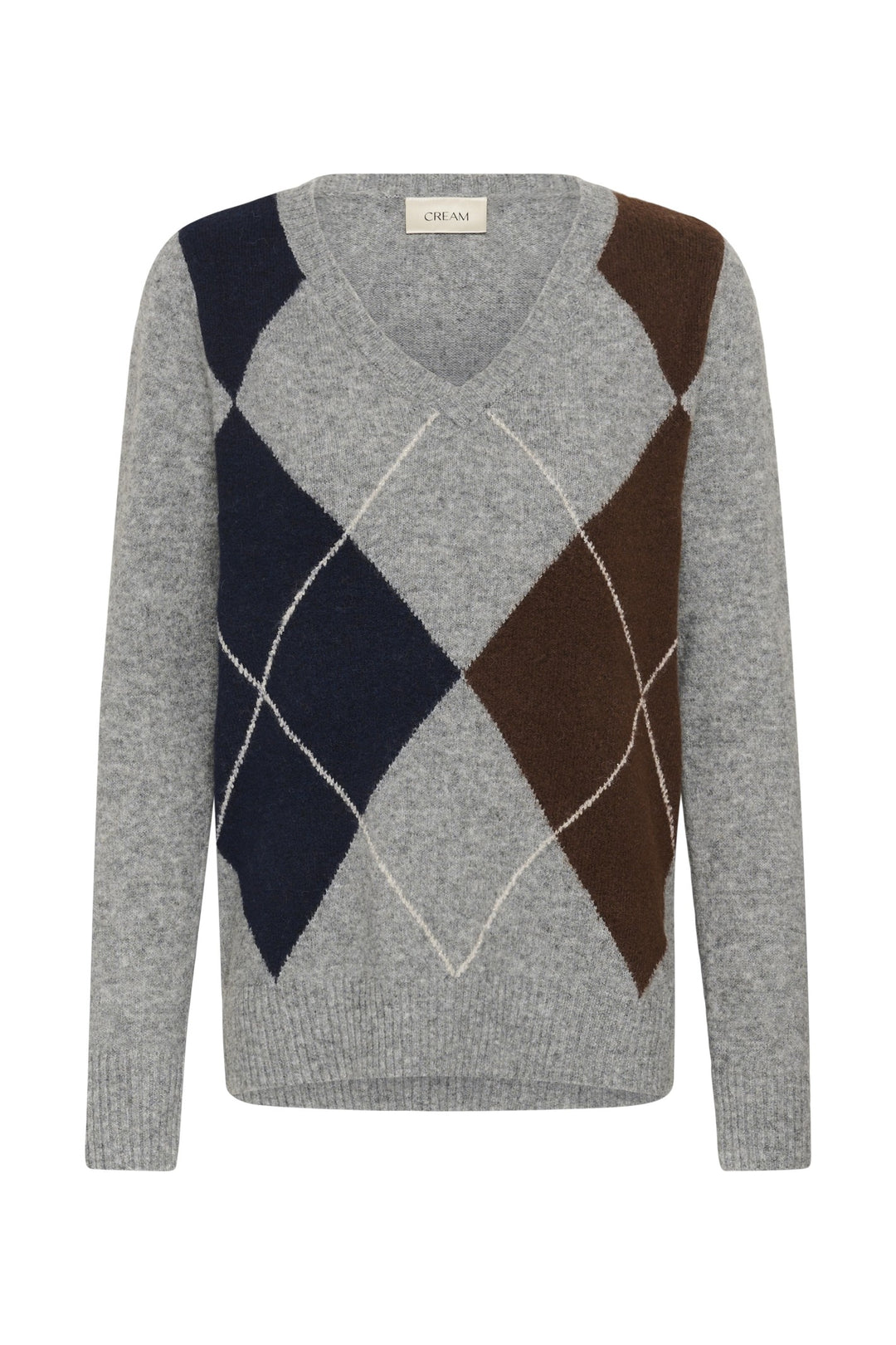 Cream CRHope Grey Melange Jumper, front packshot