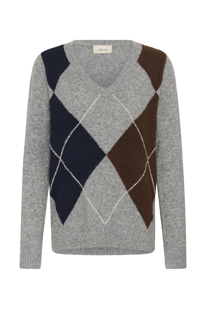 Cream CRHope Grey Melange Jumper, front packshot