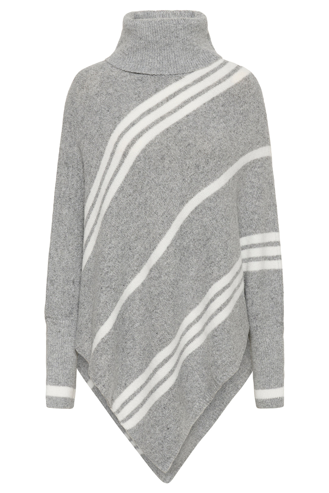 Gray poncho with white stripes on a white background