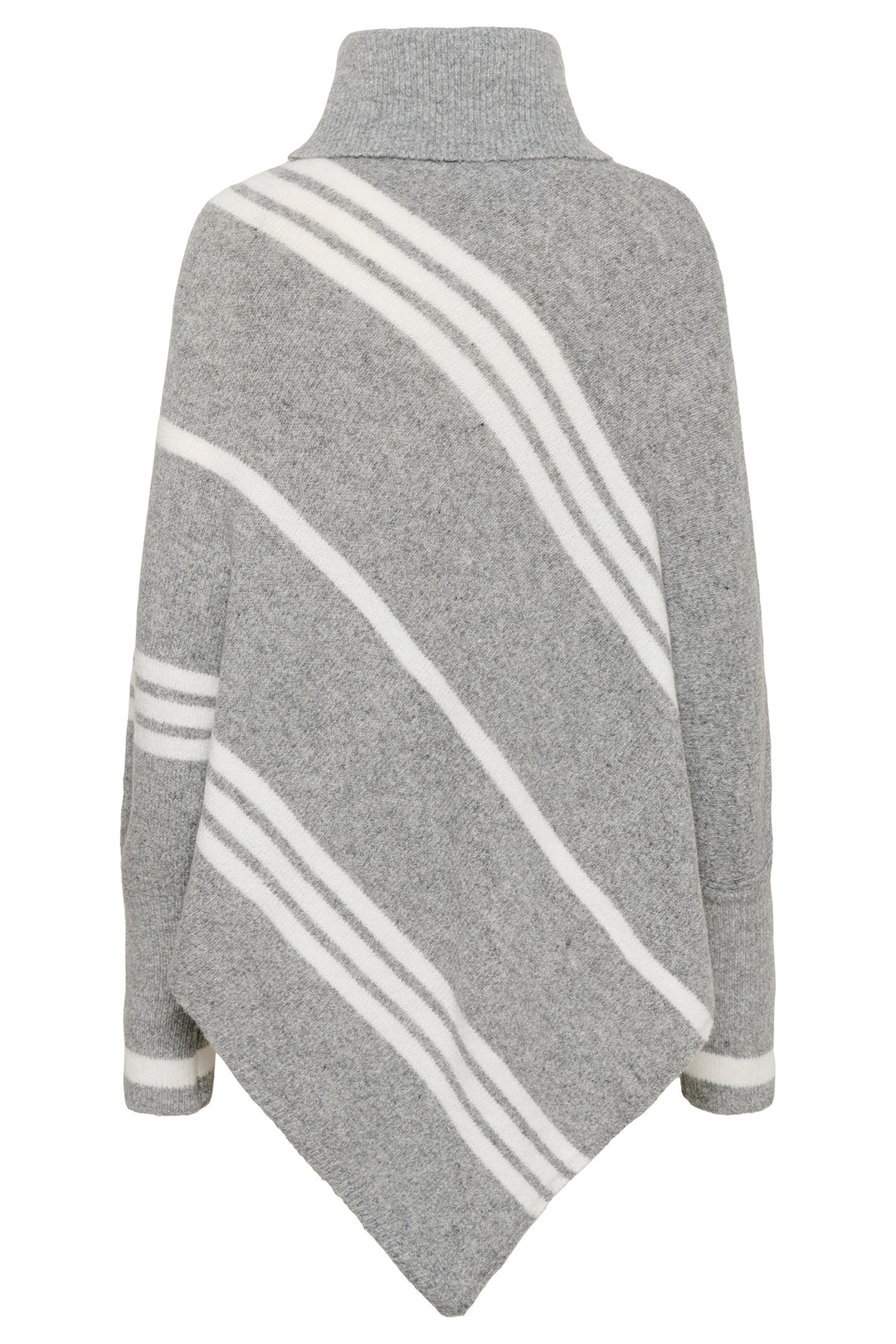 Gray poncho with white stripes on a white background
