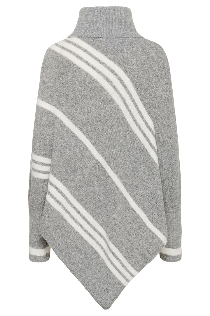 Gray poncho with white stripes on a white background