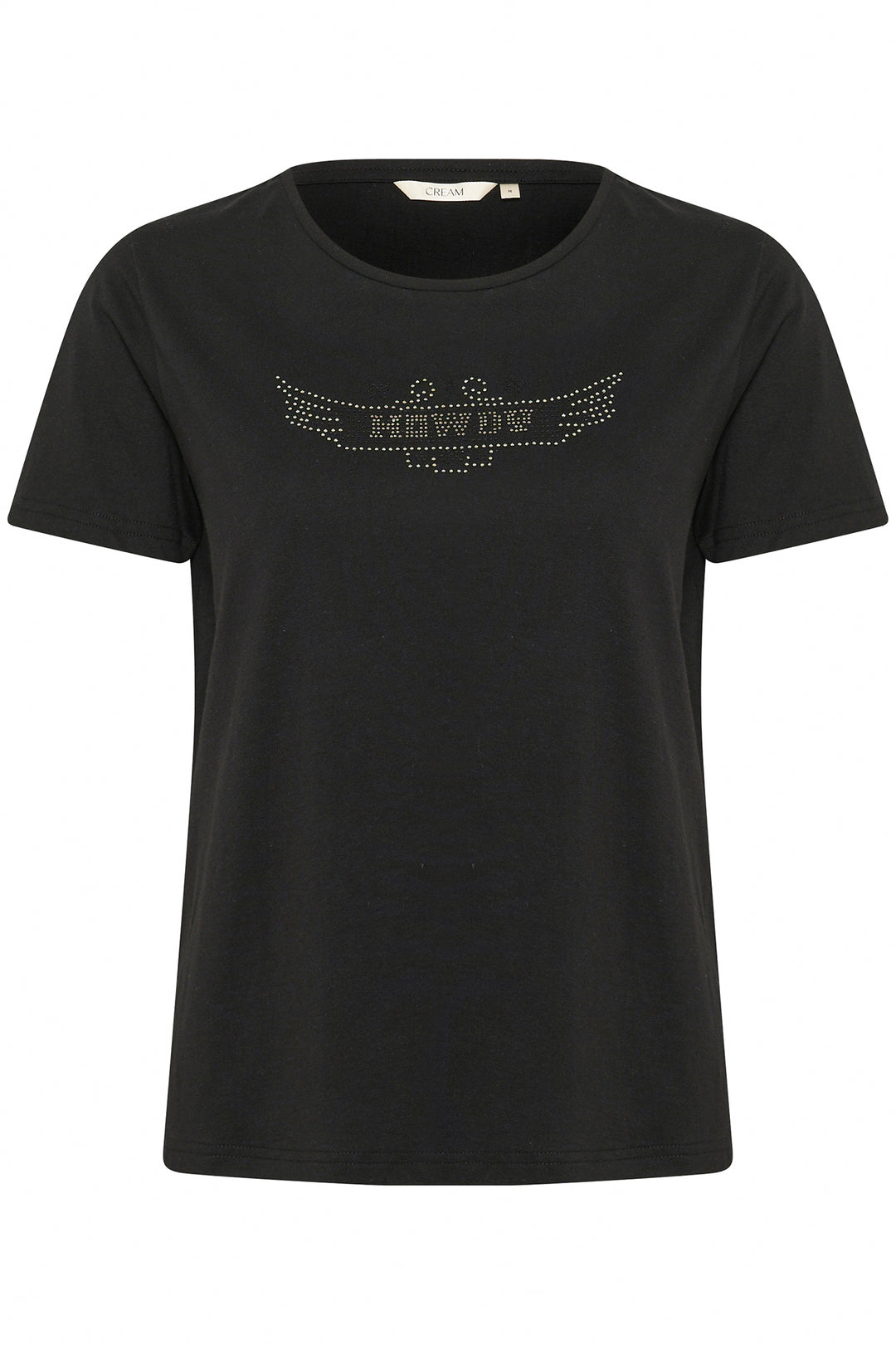 Black t-shirt with 'HOWDY' text on a white background