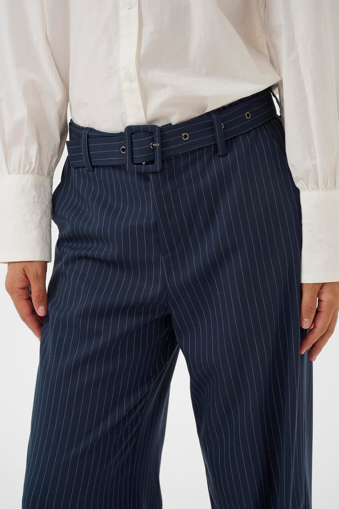 Cream Clothing CRLorelie Navy Pinstripe Trousers 10614552 193923