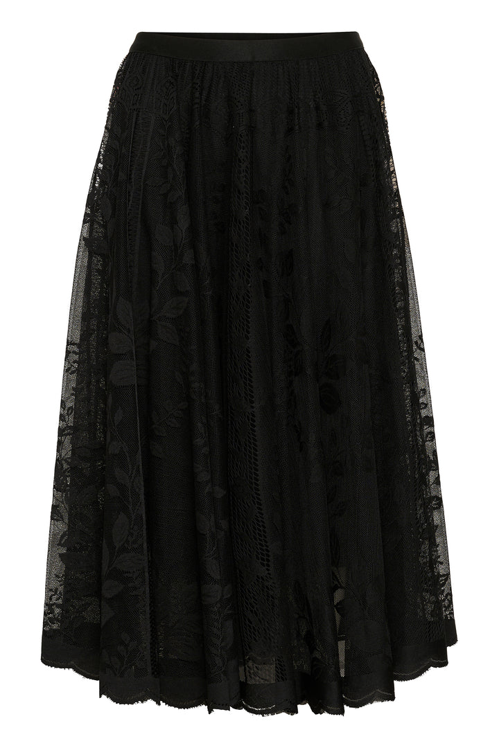 Cream Clothing CRLuanna Pitch Black Lace Midi Skirt 10613856 100120 - Experience Boutique