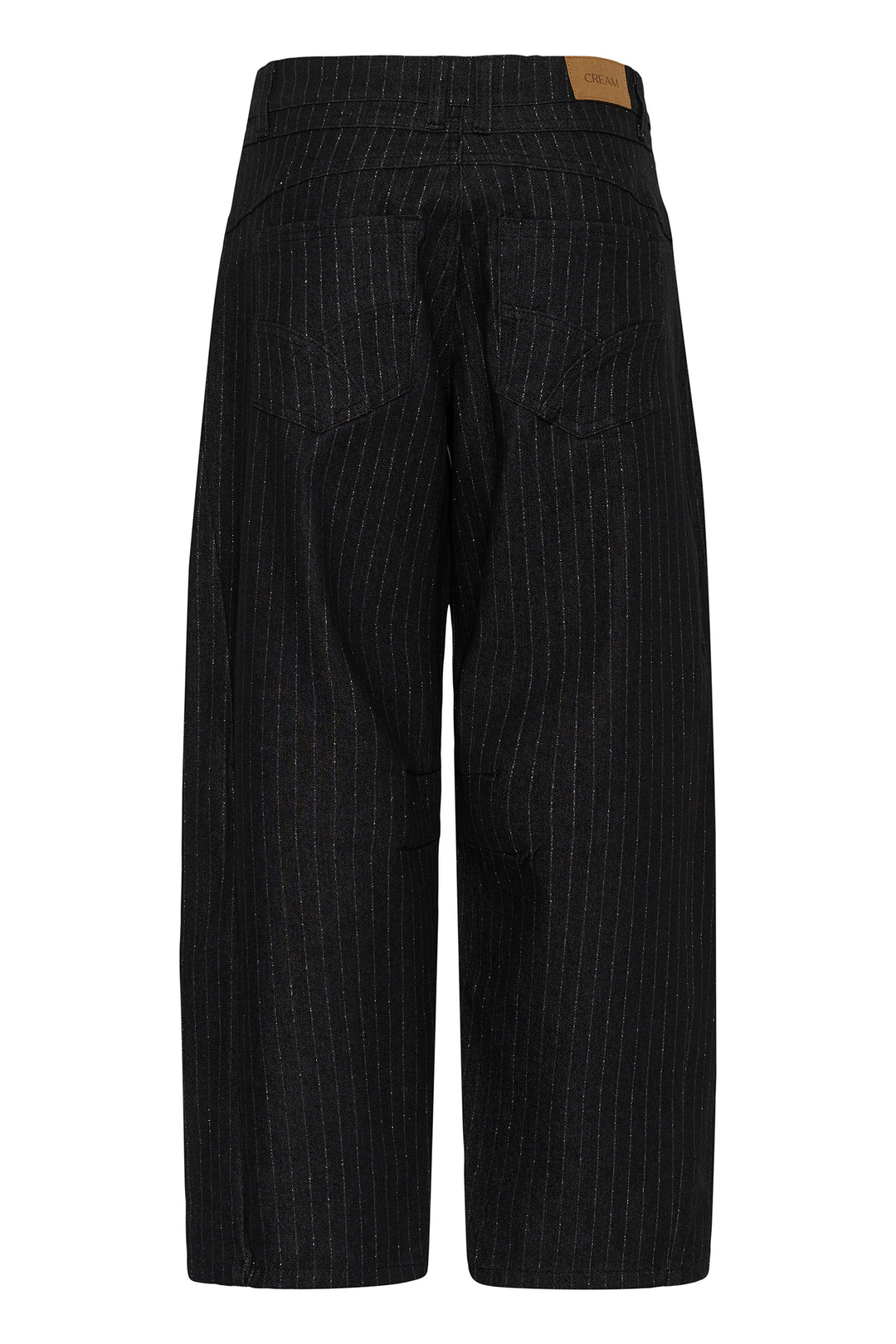 Cream Clothing CRMarelli Black &amp; Silver Pinstripe Balloon Jeans 10615644 1000165, back view flat