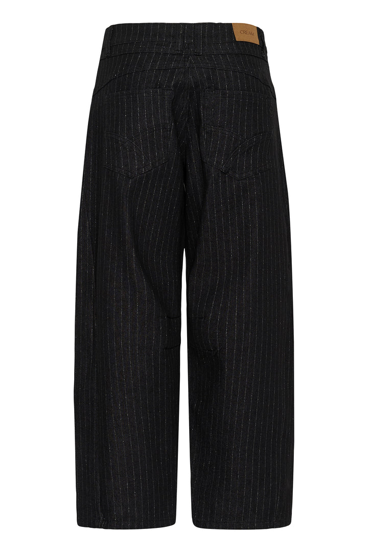 Cream Clothing CRMarelli Black &amp; Silver Pinstripe Balloon Jeans 10615644 1000165, back view flat