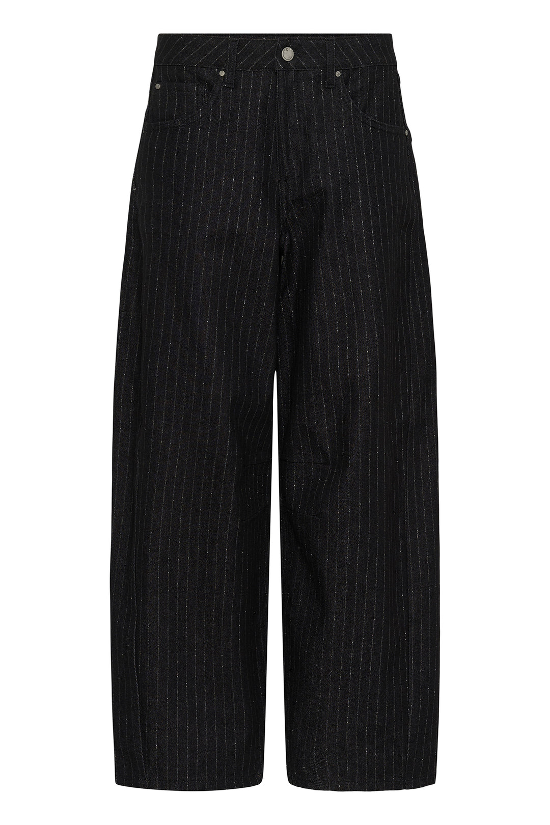 Cream Clothing CRMarelli Black &amp; Silver Pinstripe Balloon Jeans 10615644 1000165, front view flat