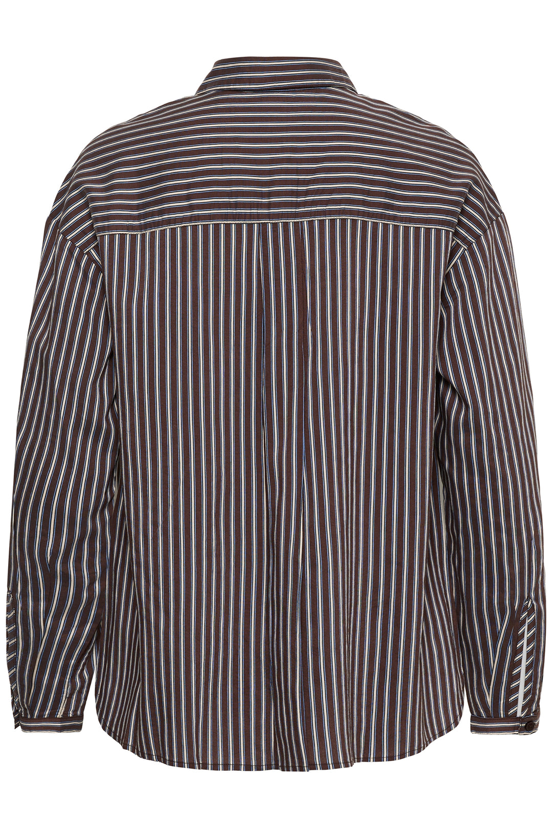 Cream Clothing CRMicca Fudge Brown Relaxed Stripe Shirt 10615595 1000173, back view flat