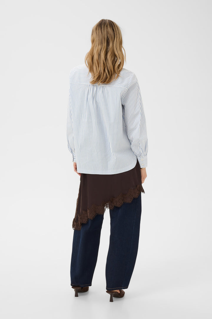Cream CRMira Air Blue Stripe Shirt, back model full length