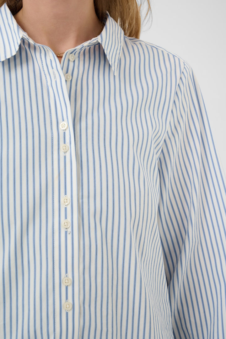 Cream CRMira Air Blue Stripe Shirt, front model detail