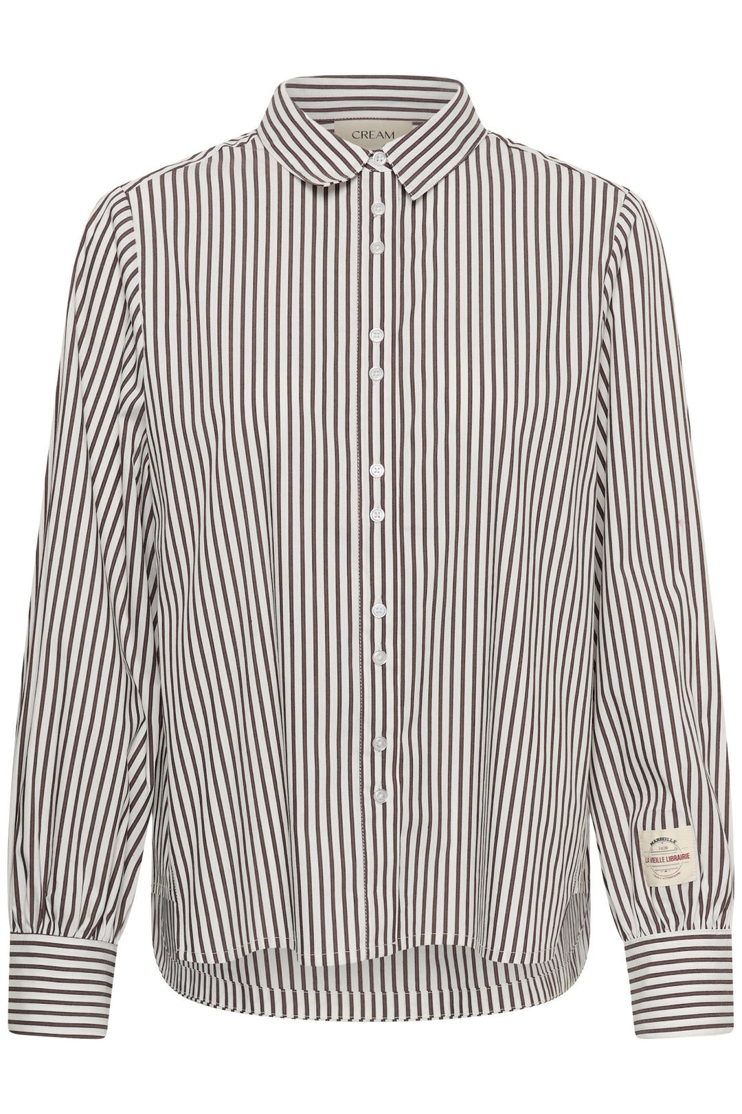 Cream CRMira Java Brown Stripe Shirt, front packshot