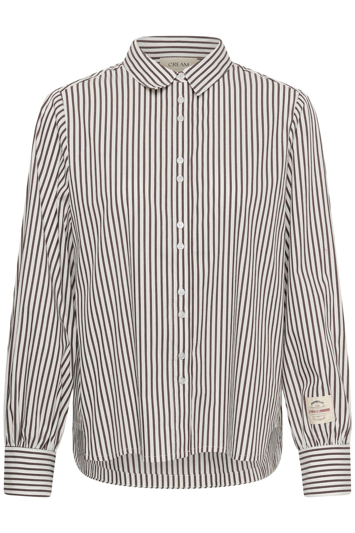 Cream CRMira Java Brown Stripe Shirt, front packshot