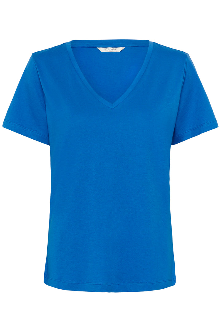 Cream Clothing CRNaia Palace Blue Deep V-Neck T-Shirt 10612450 184043