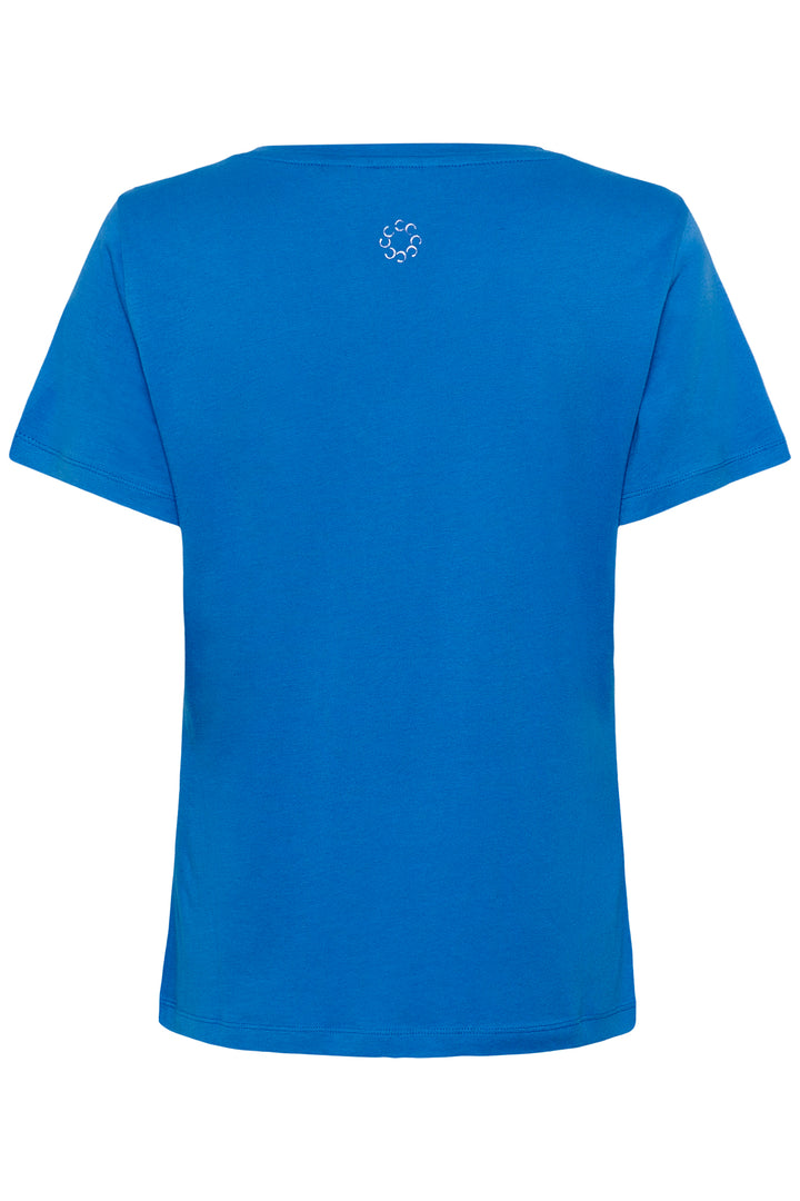 Cream Clothing CRNaia Palace Blue Deep V-Neck T-Shirt 10612450 184043