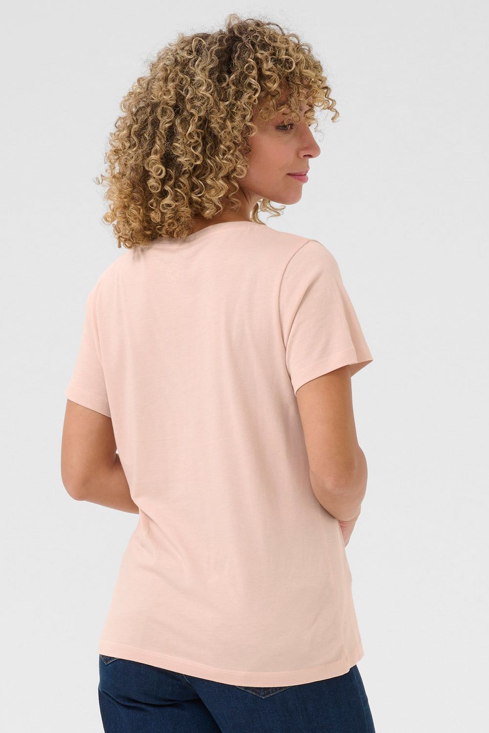 Cream Clothing CRNaia Sepia Rose Pink V-Neck T-Shirt 10612450 141803 - Experience Boutique