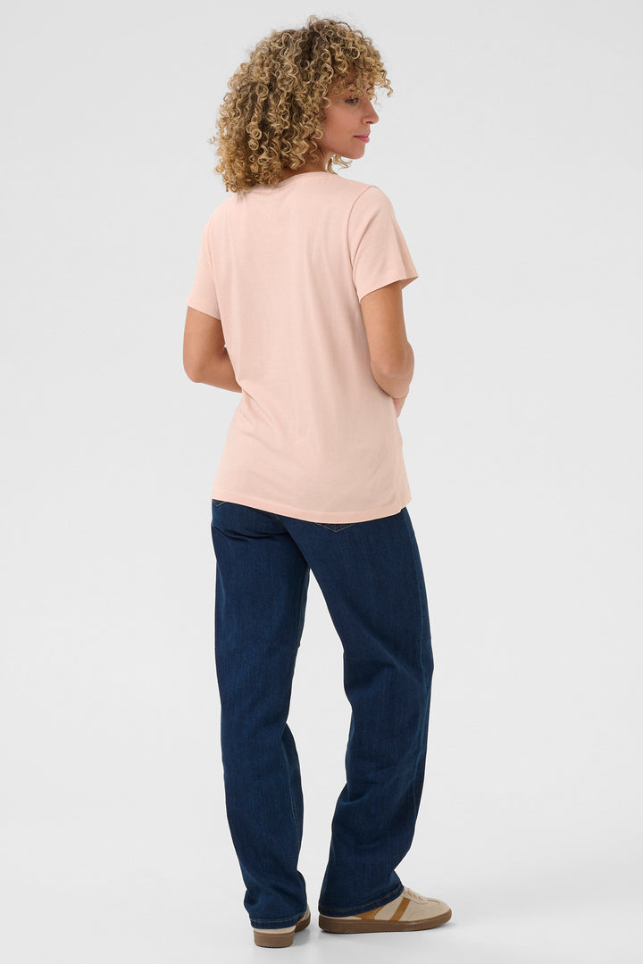 Cream Clothing CRNaia Sepia Rose Pink V-Neck T-Shirt 10612450 141803 - Experience Boutique
