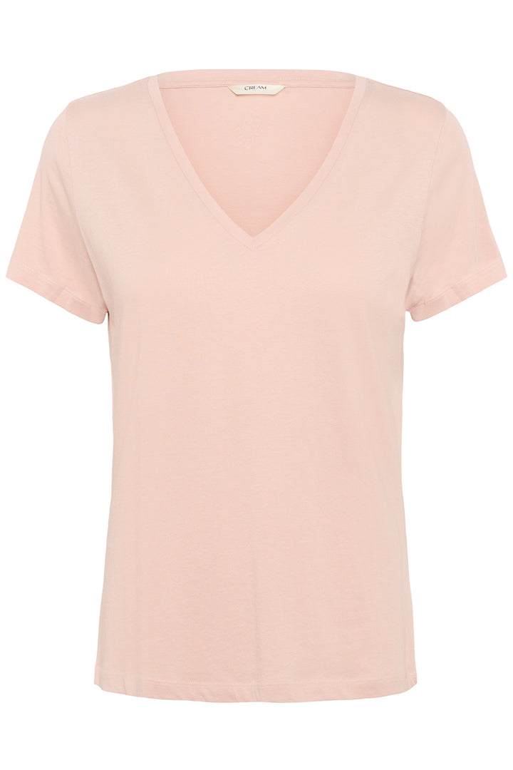 Cream Clothing CRNaia Sepia Rose Pink V-Neck T-Shirt 10612450 141803 - Experience Boutique