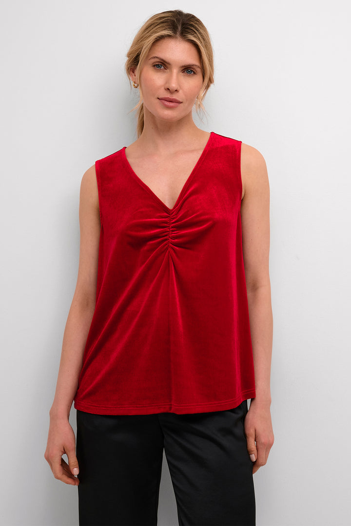 Cream Clothing CRPativa Jester Red Velvet Top 10613008 191862