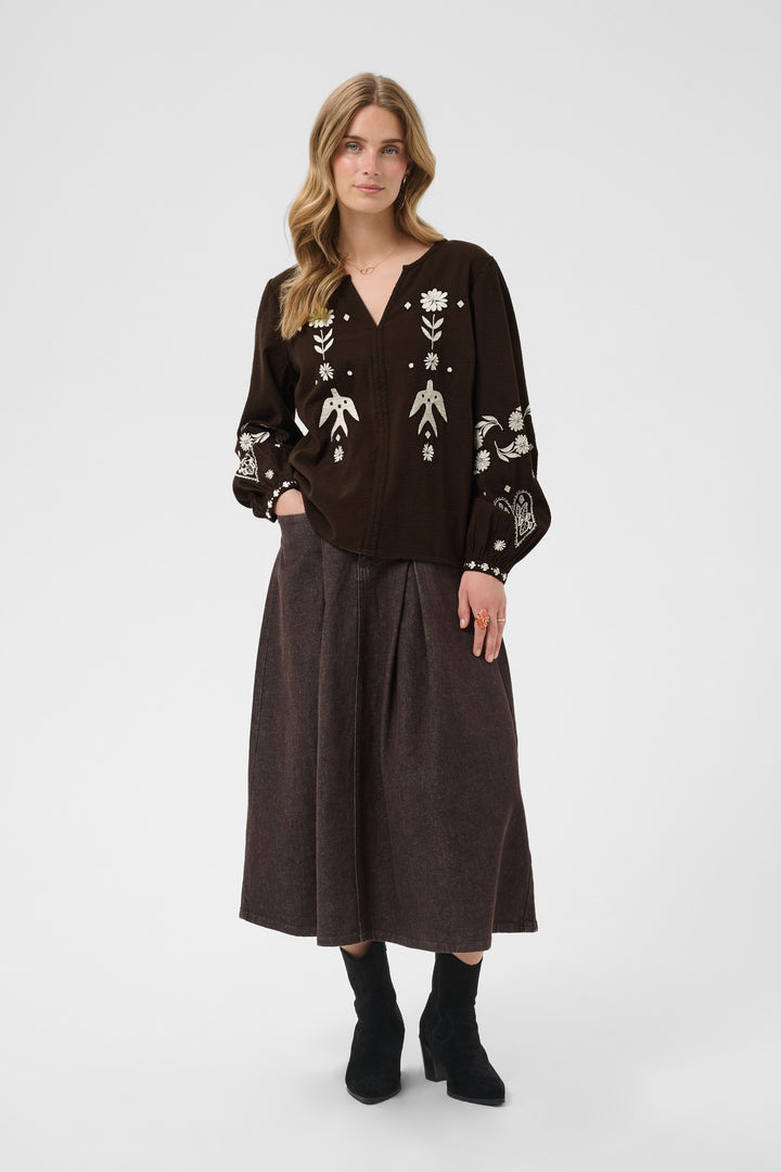Cream CRPatulie Java Brown Blouse, front model full length