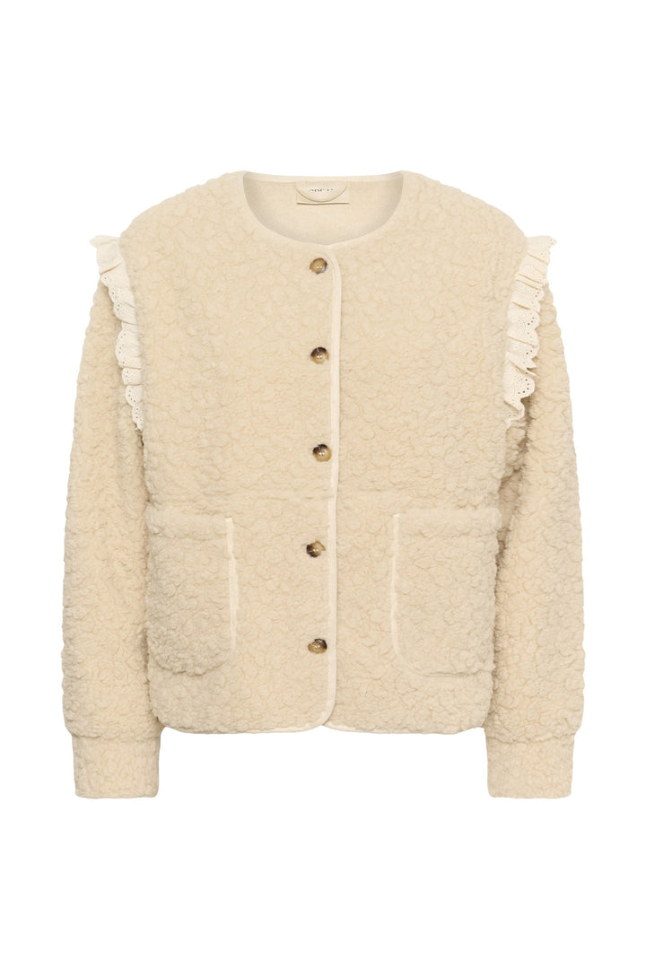 Cream Clothing CRRana oatmeal beige lace teddy jacket, front packshot