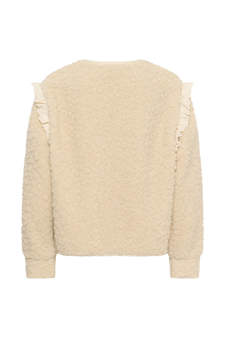Cream Clothing CRRana oatmeal beige lace teddy jacket, back packshot