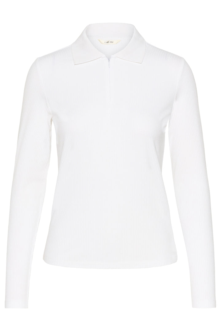 Cream Clothing CRRibba Snow White Zip Neck Top 10614702 110602
