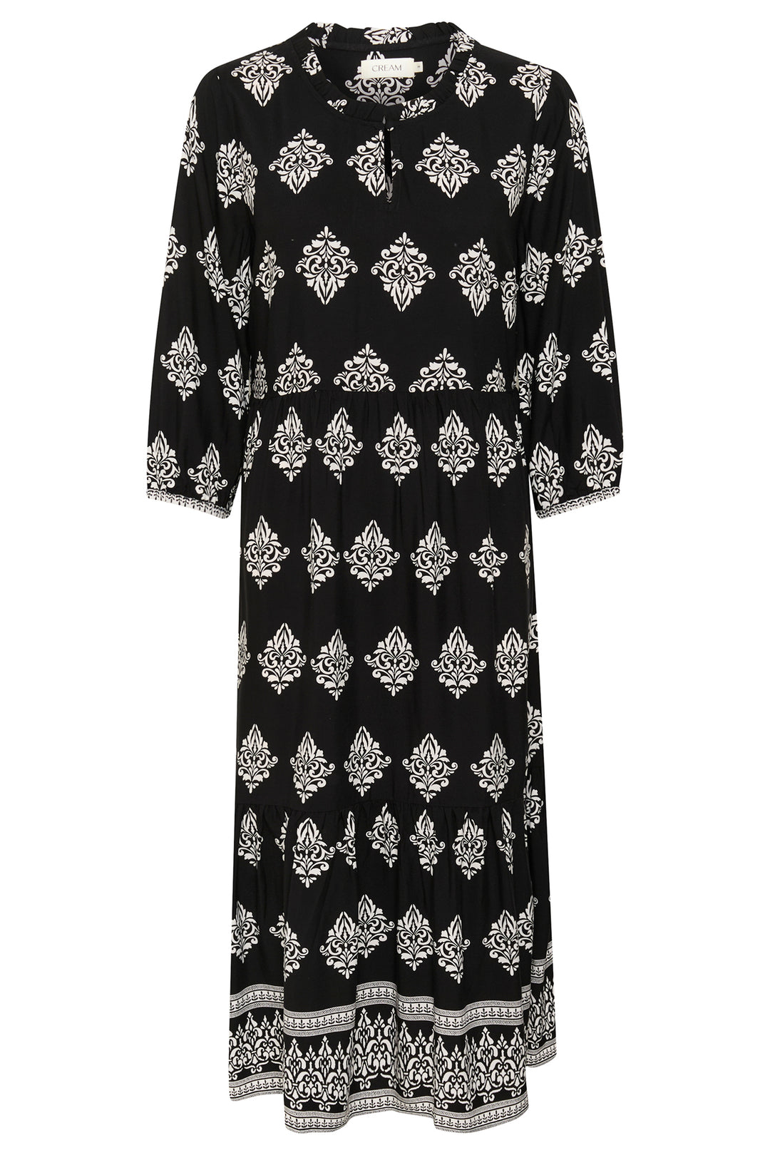 Cream Clothing CRTiah Black Damask Flounce Dress 10606285 108048 - Experience Boutique