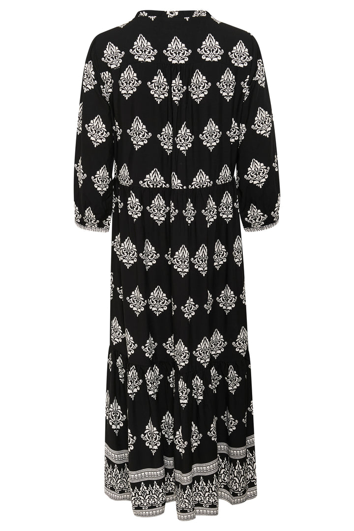 Cream Clothing CRTiah Black Damask Flounce Dress 10606285 108048 - Experience Boutique