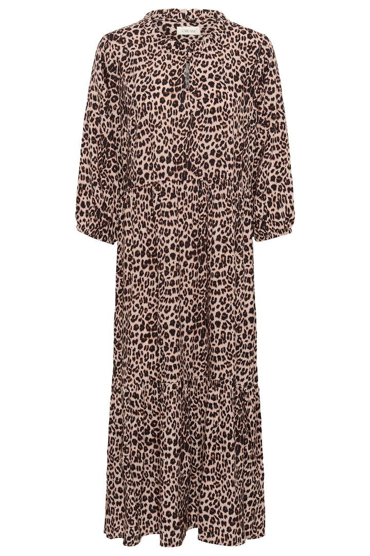 Cream Clothing CRTiah Neutral Animal Print Flounce Dress 10606285 103779 - Experience Boutique