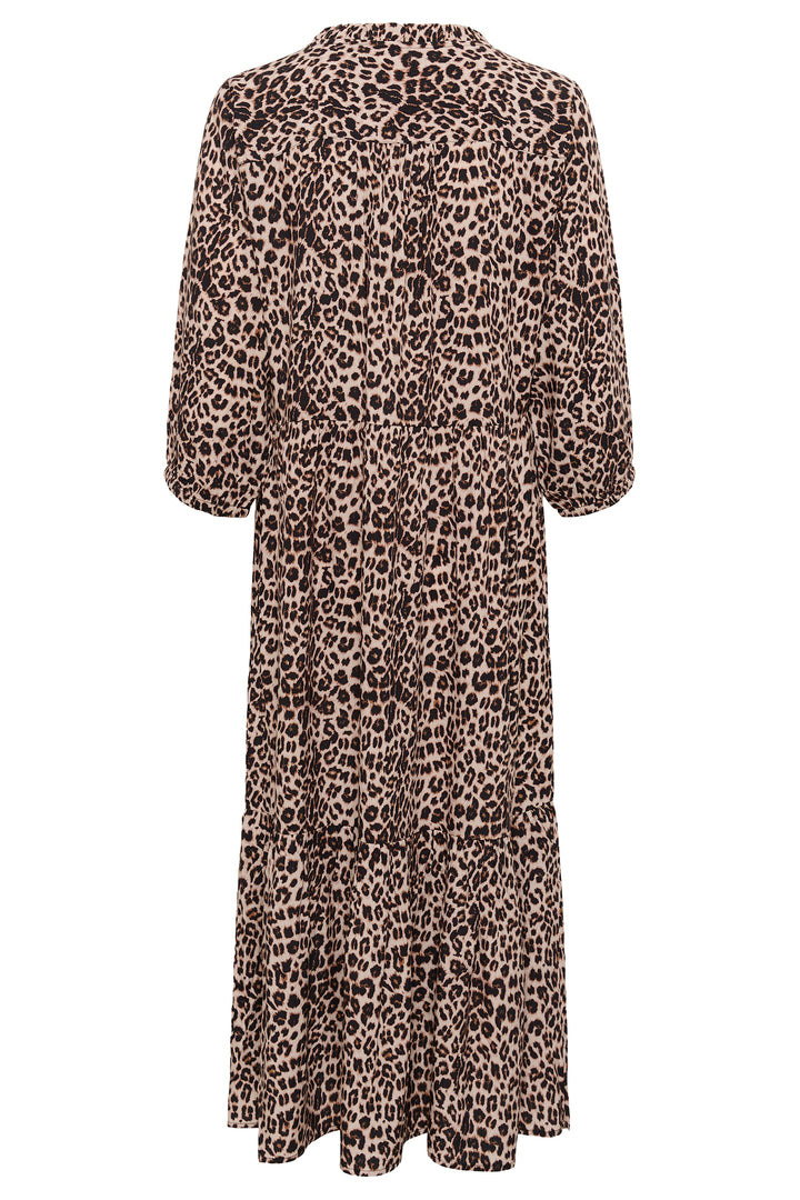 Cream Clothing CRTiah Neutral Animal Print Flounce Dress 10606285 103779 - Experience Boutique