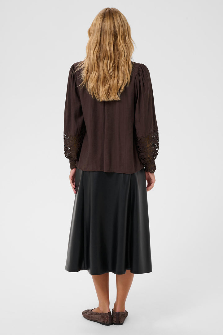 Cream Clothing CRTina Java Brown Blouse 10614427 191016, back view on model