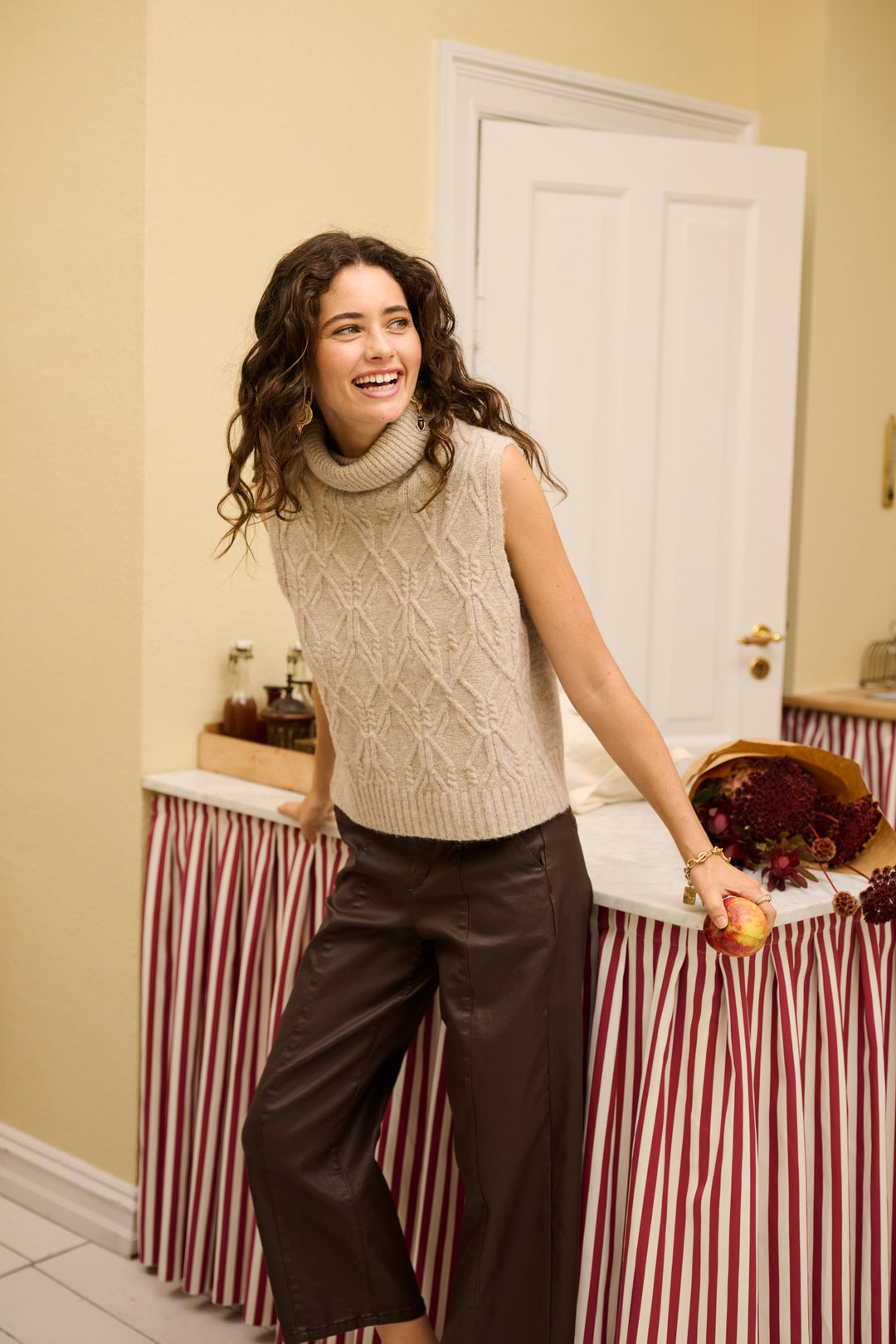 Cream CRWinni Java Brown Ankle Trousers, additional