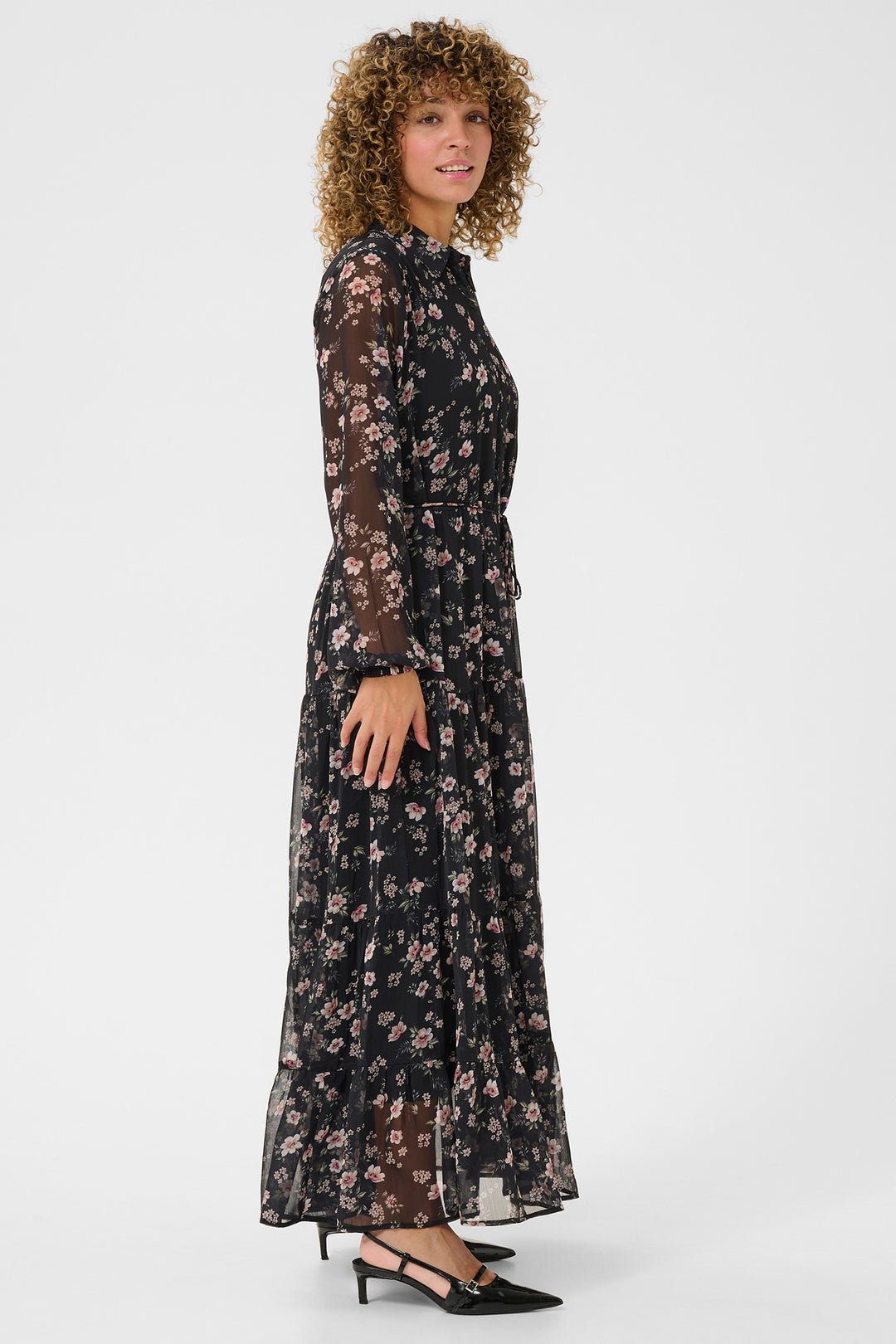Cream Clothing CRYuna Black Flower Print Maxi Dress 10613534 108073 - Experience Boutique