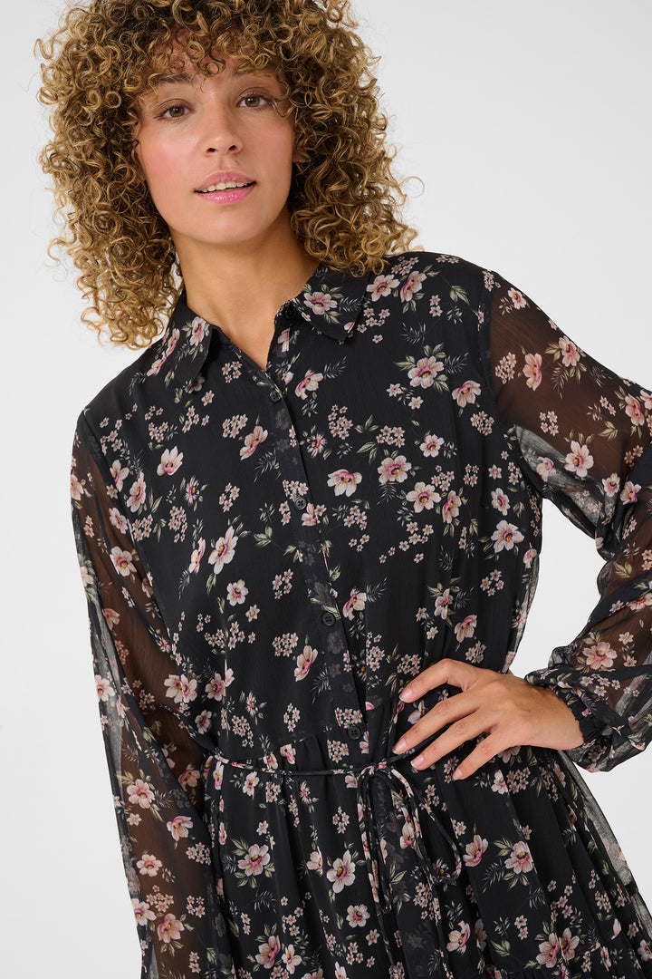 Cream Clothing CRYuna Black Flower Print Maxi Dress 10613534 108073 - Experience Boutique