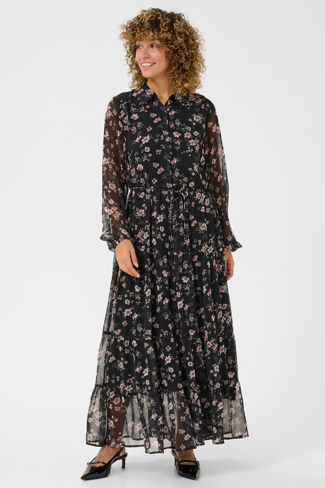 Cream Clothing CRYuna Black Flower Print Maxi Dress 10613534 108073 - Experience Boutique