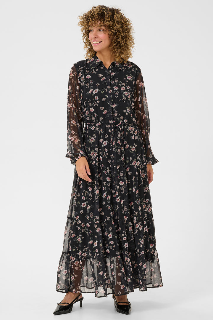 Cream Clothing CRYuna Black Flower Print Maxi Dress 10613534 108073 - Experience Boutique