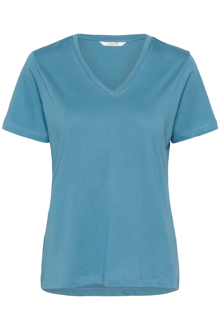 Cream Clothing Naia Blue Heaven V-Neck T-Shirt 10604508 174023 - Experience Boutique