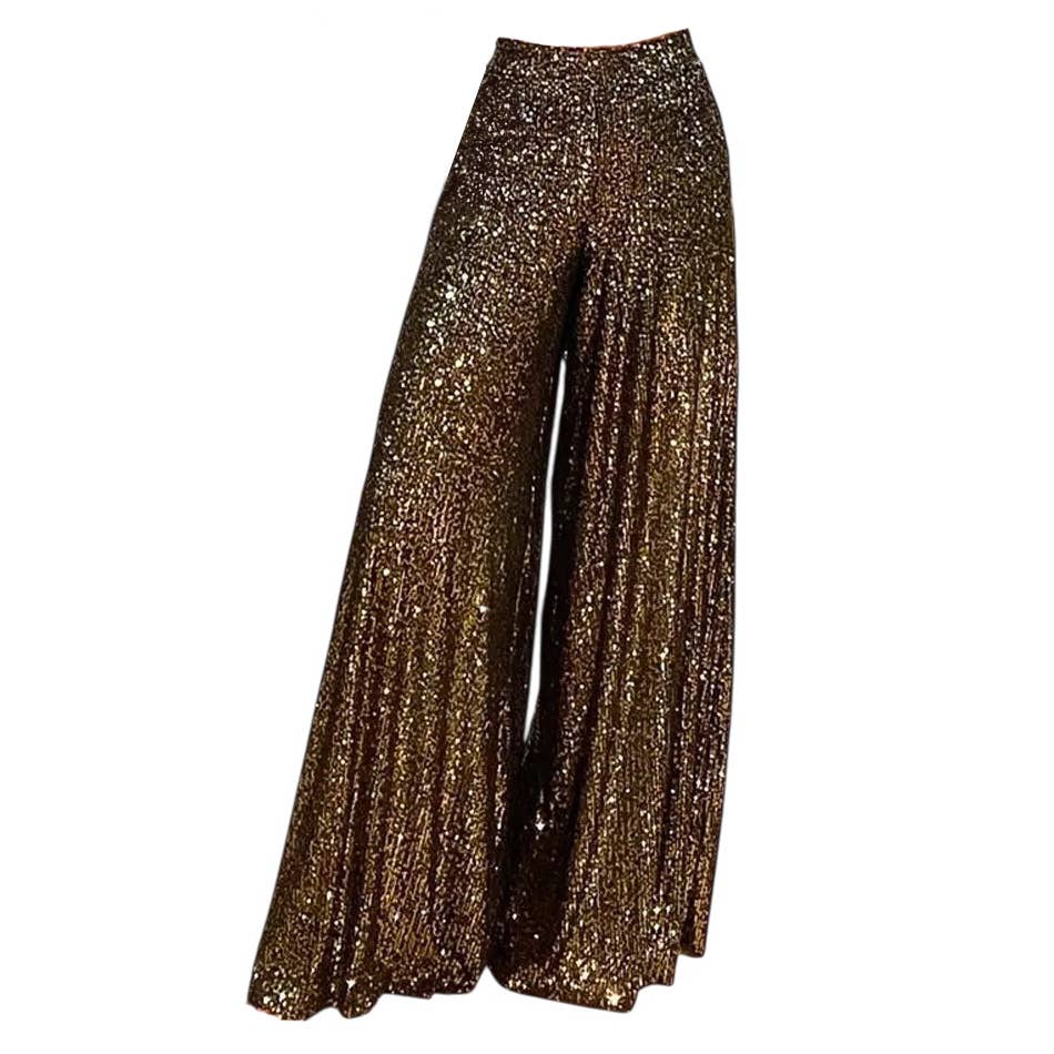 Bronze Sequin Palazzo Trousers