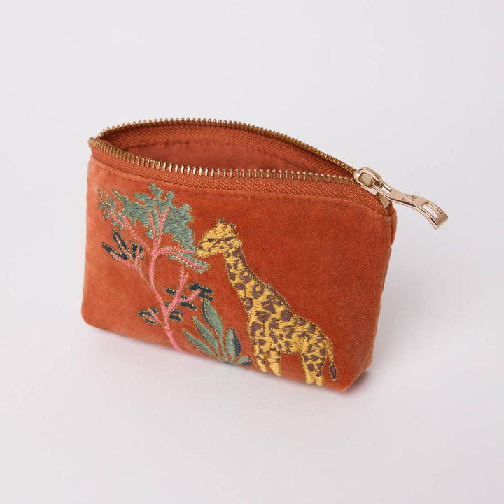 Elizabeth Scarlett Rust Giraffe Velvet Coin Purse