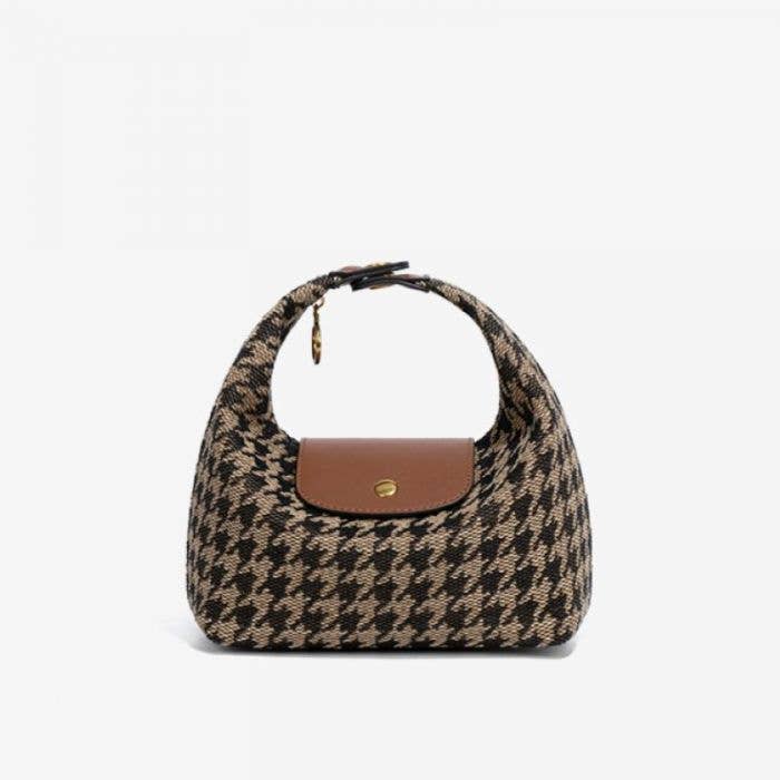 Brown Dogtooth Mini Tote Bag